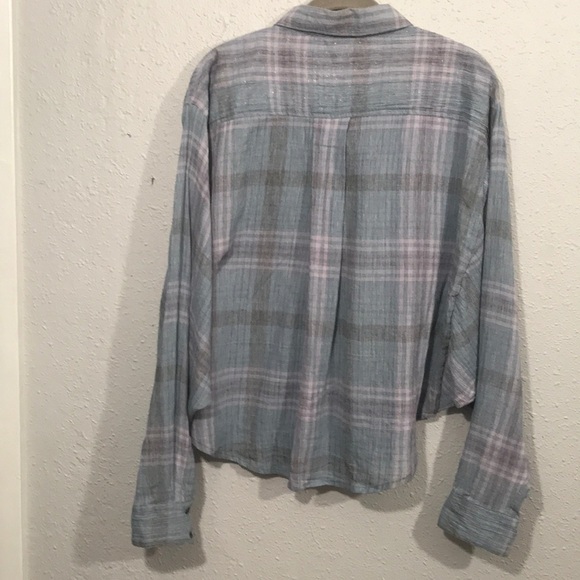 Free People Plaid L/S Batwing Button Up Shirt - Picture 5 of 9